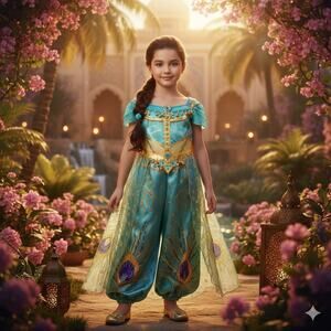Official Disney Store Princess Jasmine Peacock Costume‎ - Teal & Gold - Size S